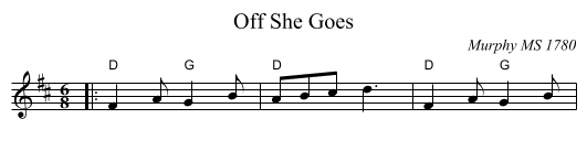 Off She Goes - staff notation
