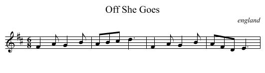 Off She Goes - staff notation