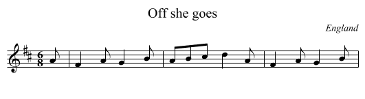 Off she goes - staff notation