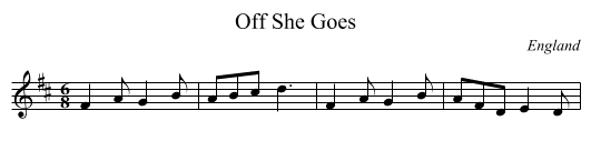 Off She Goes - staff notation