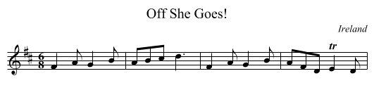 Off She Goes! - staff notation