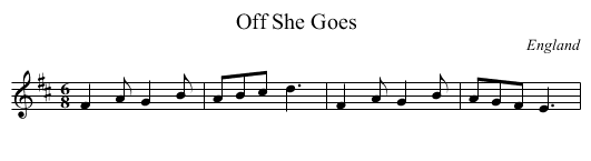 Off She Goes - staff notation