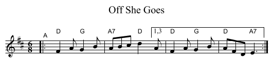 Off She Goes - staff notation
