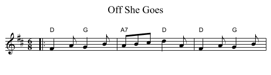 Off She Goes - staff notation