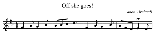 Off she goes! - staff notation