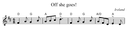 Off she goes! - staff notation
