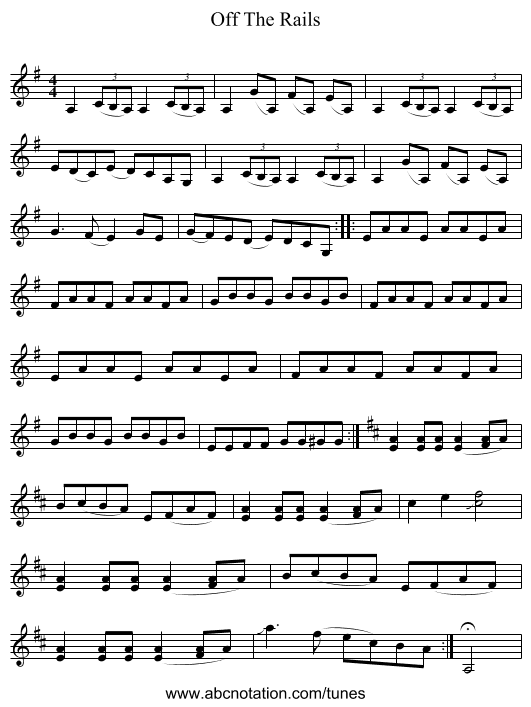 Off The Rails - staff notation