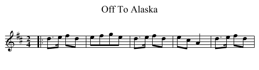 Off To Alaska - staff notation