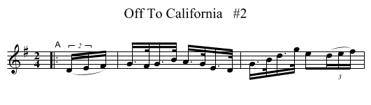 Off To California   #2 - staff notation