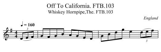 Off To California. FTB.103 - staff notation