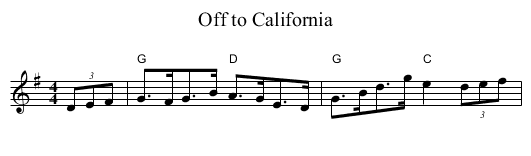Off to California - staff notation