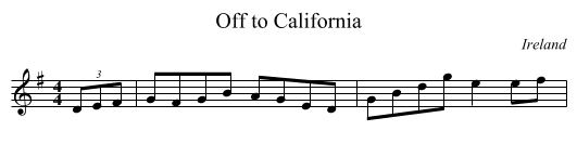 Off to California - staff notation