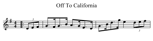 Off To California - staff notation