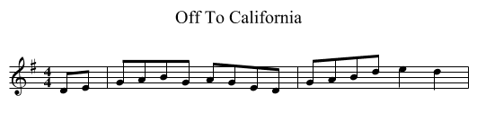 Off To California - staff notation