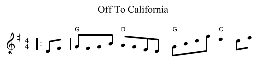 Off To California - staff notation