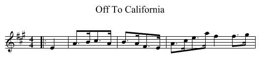 Off To California - staff notation