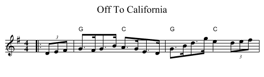 Off To California - staff notation