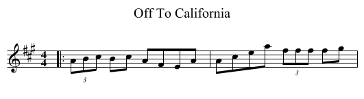 Off To California - staff notation