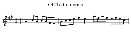 Off To California - staff notation