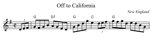 Off to California - staff notation