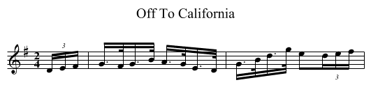 Off To California - staff notation