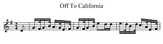 Off To California - staff notation