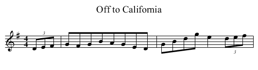 Off to California - staff notation