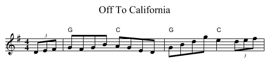 Off To California - staff notation