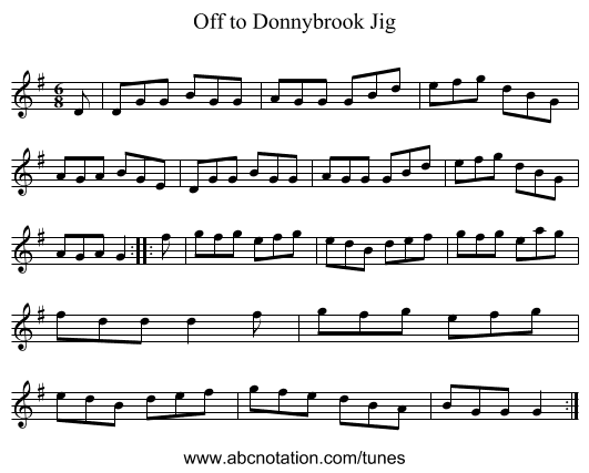 Off to Donnybrook Jig - staff notation