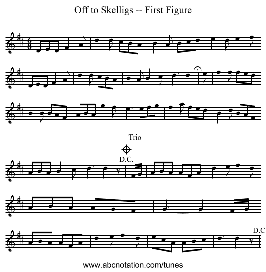 Off to Skelligs -- First Figure - staff notation