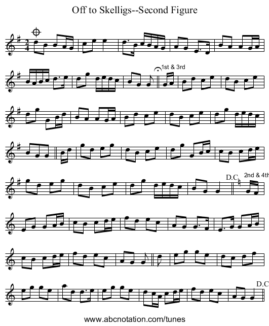 Off to Skelligs--Second Figure - staff notation