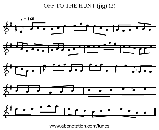 OFF TO THE HUNT (jig) (2) - staff notation