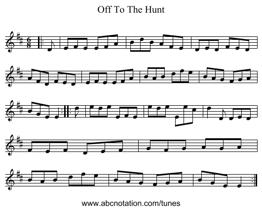 Off To The Hunt - staff notation