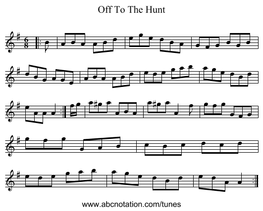 Off To The Hunt - staff notation