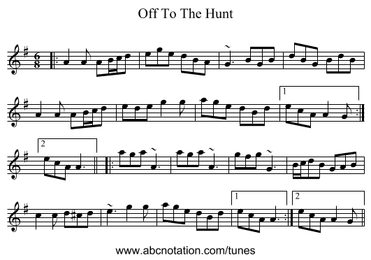 Off To The Hunt - staff notation