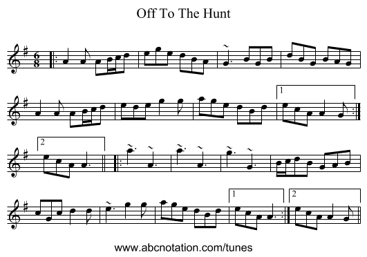 Off To The Hunt - staff notation