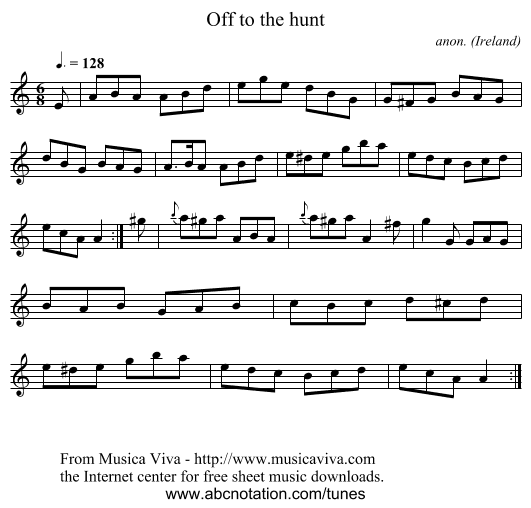 Off to the hunt - staff notation