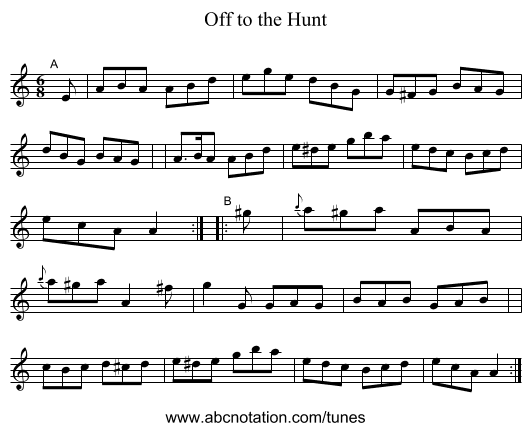 Off to the Hunt - staff notation