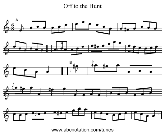 Off to the Hunt - staff notation