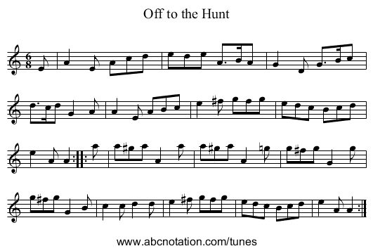 Off to the Hunt - staff notation