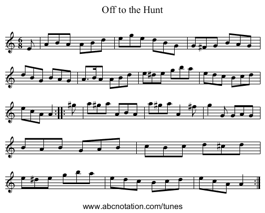 Off to the Hunt - staff notation