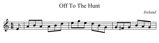 Off To The Hunt - staff notation