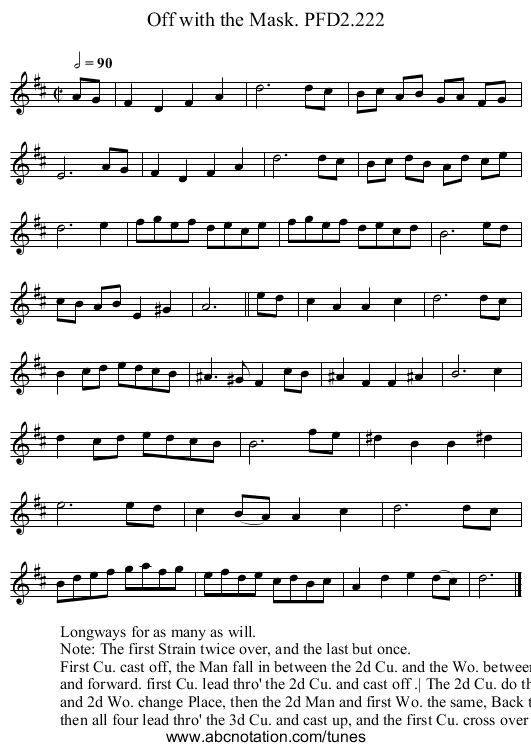 Off with the Mask. PFD2.222 - staff notation