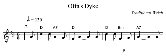 Offa's Dyke - staff notation