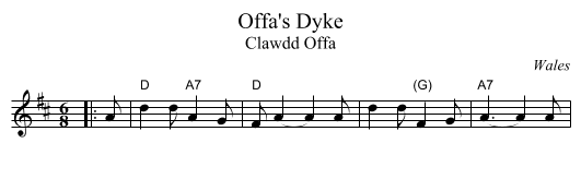 Offa's Dyke - staff notation