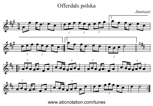 Offerdals polska - staff notation