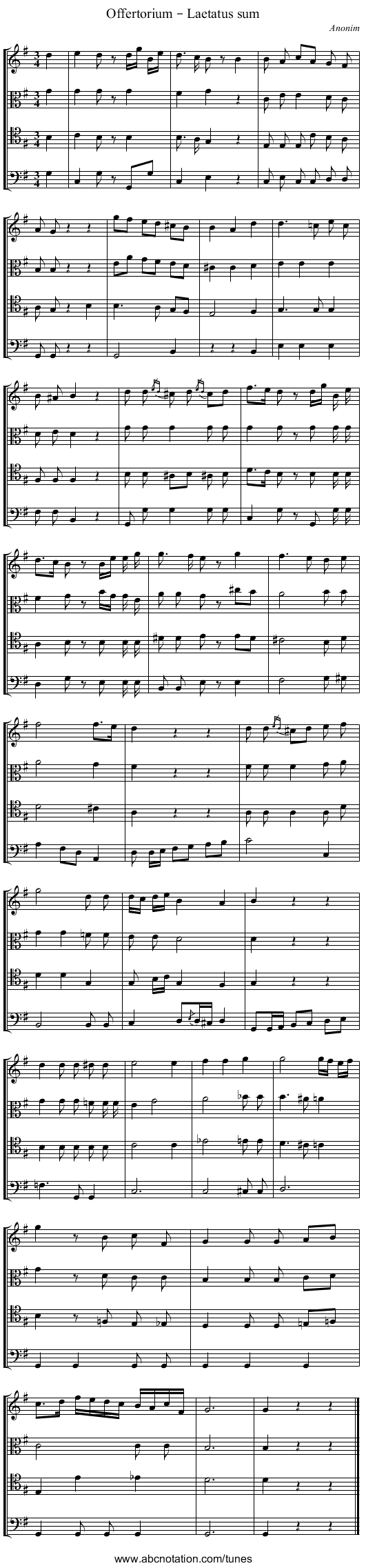Offertorium – Laetatus sum - staff notation