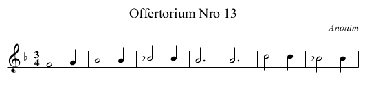 Offertorium Nro 13 - staff notation