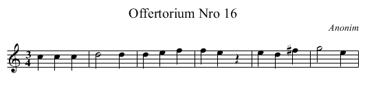 Offertorium Nro 16 - staff notation