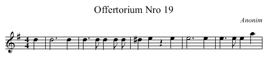 Offertorium Nro 19 - staff notation